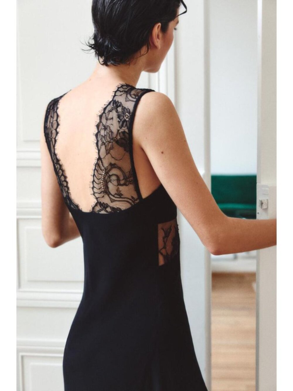 ZARA SATIN EFFECT ASYMMETRICAL LACE DRESS - Picture 3 of 6